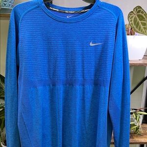 Nike Men's Vibrant Blue Long Sleeve Tee. Dri-fit running shirt